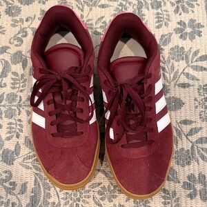 Adidas Maroon Sneakers with White Accents